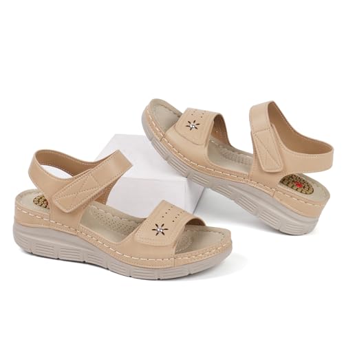 Image of JABASIC Women Comfortable Sandals Orthotic Walking Sandals Orthopedic Arch Support Sandals