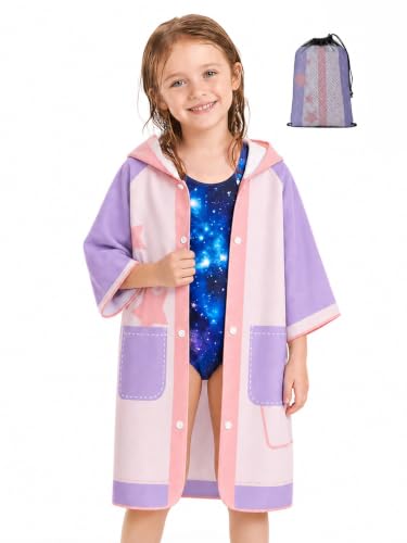 Image of Gogokids Kids Swim Cover Up, Lightweight Microfiber Changing Poncho with Carry Bag, Beach Pool Coverup for Boys Girls