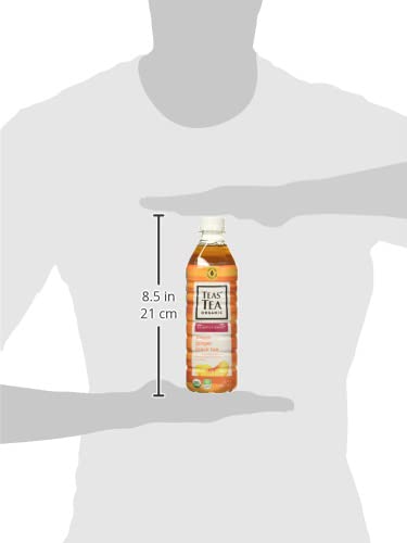 Teas' Tea Organic Lightly Sweet Peach Ginger Black Tea 16.9 Ounce (Pack of 12) Organic Cane Sugar Sweetened