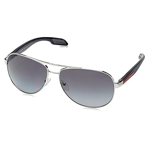 Prada Linea Rossa Lifestyle PS 53PS 1BC5W1 Steel Metal Aviator Sunglasses Grey Gradient Polarized Lens