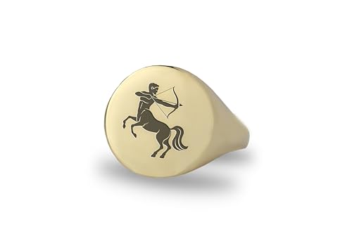 Cadeau Unique Symbole Sagittaire : bague en or gravée pour anniversaire