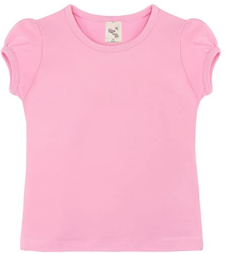 Image of Lilax Girls Short Puff Sleeve Cotton T-Shirt, Toddler & Little Girls Top | 95% Cotton Puff Sleeve Tee; Crewneck, Short Sleeve; Toddler & Girls Sizes 2T-12; for School, Play & Everyday; Machine Wash