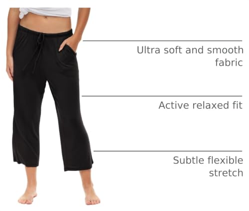 Image of Sexy Basics Women's Capri Lounge Pants | Stretch Comfort Soft Bottoms | Drawstring & Pockets | Multi Packs & Colors