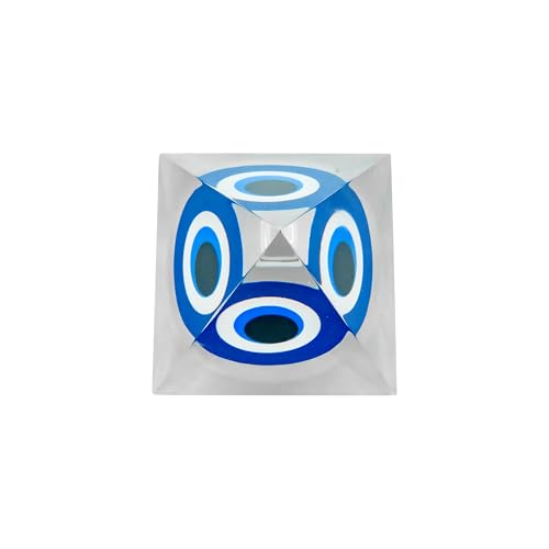 Image of Evil Eye Pyramid | 3-Inch | Protective Pyramid for Warding Off Negative Energy and Bringing Good Luck|Spiritual Decor for Home and Office