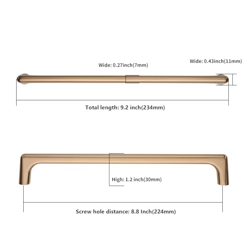 Image of 9BUILD 10 Pack Champagne Bronze Cabinet Pulls 8.8 Inch Kitchen Cabinet Handles Cabinet Hardware Kitchen Handles for Cabinets Cupboard Handles Dresser Pulls Drawer Handle