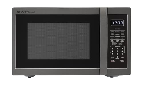 SHARP Countertop Microwave Oven with Removable 12.4' Carousel Turntable, 1.4 Cubic Feet, 1100 Watt, Black Stainless Steel
