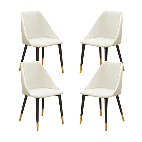SJIALEN Modern Dining Chairs Set of 4, with Metal Legs Living Room Chairs Water Proof PU Leather Bedroom Balcony Lounge Chair Kitchen Chair (Color : White, Size : Metal feet)