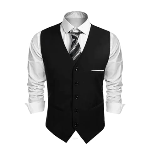 Men's Western Slim Fit V-Neck Sleeveless Waistcoat – Formal & Business Suit Vest For Weddings