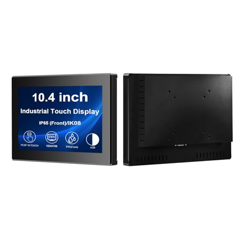 Image of VSDISPLAY 10.4'' 1024x768 Industrial Touch Monitor IP65 Front Waterproof | Embedded LCD Display, 4:3 Aspect Ratio,10-Point Capacitive Touch, with H /D VGA Interface for Industrial Outdoor Kiosk Use