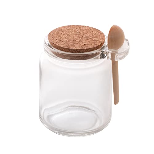 Porta Tempero de Vidro com Colher de Bambu e Tampa Rolha 240ml - Lyor