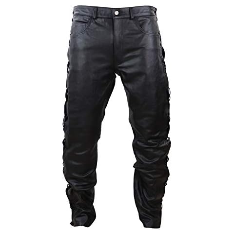 Infinity Leather Pantalones de hombre 100% cuero genuino para motorista diseño cordones Cowboy Jinete Pantalones Cover