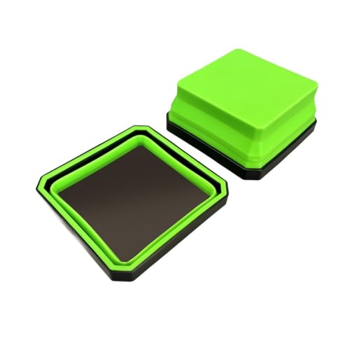 LIANFOND Juego de bandejas de silicona plegables con imanes fuertes para almacenamiento de piezas pequeñas, 115 x 115 x 20 mm, expandible a 50 mm, azul, verde y rojo, paquete de 2