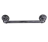 Sansnow Industrial Pipe Towel Rack Towel Bar, Heavy Duty Bath Towel Holder Retro Black,15.7 Inch