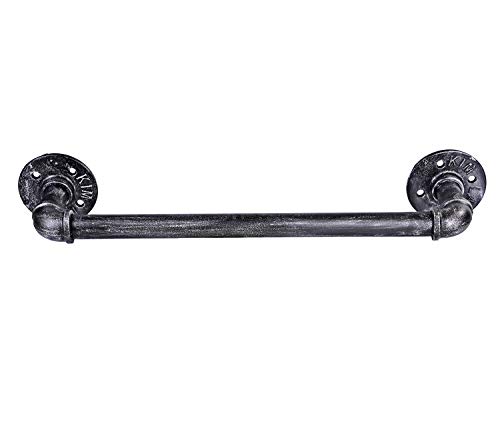 Sansnow Industrial Pipe Towel Rack Towel Bar, Heavy Duty Bath Towel Holder Retro Black,15.7 Inch #TOP6