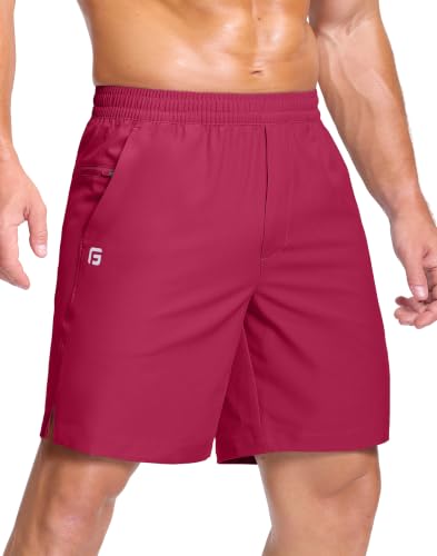 Image of GGJ Men's Lightweight Athletic Shorts with 2 Zipper Pockets 7 inch /9 inch /5 inch Gym Workout Running Quick Dry Tennis Shorts for Men