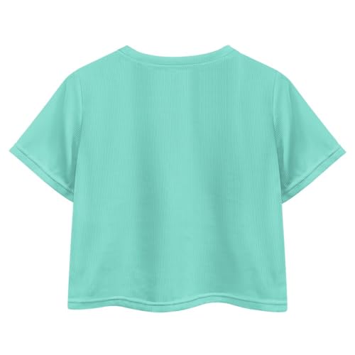 Image of Girls Fashion Crewneck Tee Shirts Casual Short Sleeve Crop Top Summer Outfits 5-14 Years Old