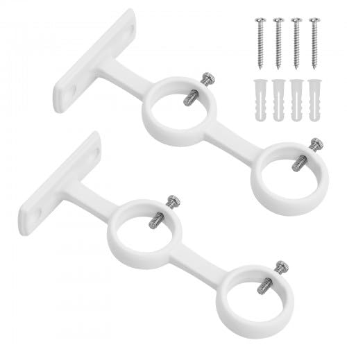 Cozlly Supports de Tringle à Rideaux, Lot de 2 Double Supports pour Tringle à Rideaux, Support Tringle Penderie, pour La Maison, La Salle de Bain, l'Armoire...