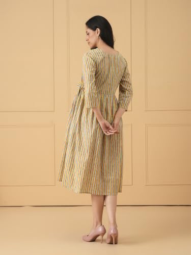Image of The Mom Store Maternity and Nursing Dress | Pre and Post Pregnancy Dress for Womens | Zipper /Button Opening | Causal Wear | Trendy Stylish Causal Dresses for New Moms