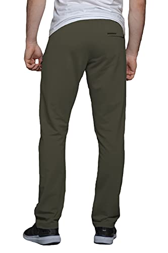 Scr Sportswear Men's Sweatpants All Day Comfort Workout Athletic Activewear Lounge Pants With Zipper Pockets Long Inseam Pants For Tall Menl (L X 36L, Khaki Green-K434) #TOP1