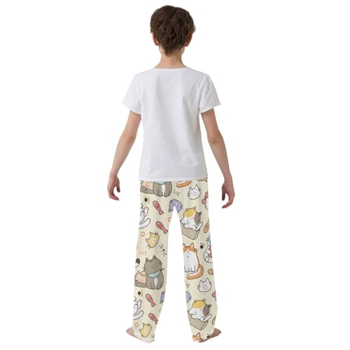 Boys' Pants Funny Cat Cute Long Bottoms Jogger Pants Elastic Waist Trousers with Pockets S-XL3