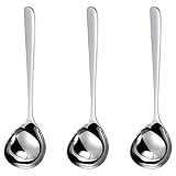 GuDoQi 3 Pack Soup Ladle 8 Inch 304 Stainless Steel Heavy Duty Big Volume Soup Spoon Polished Titanium Plated Kitchen Gadget Utensil (Silver)