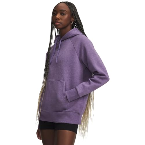Under Armour Women's Rival Fleece Hoodie, (521) Purple Luxe Light Heather / / Purple Luxe, S
