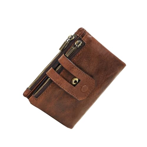 Men's Fashion Wallet Double Zippered Capacity Zippered Wallet for Men Genuine Leather