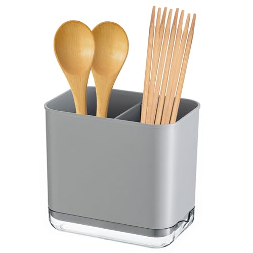 JAWAI Escurridor de Cubiertos, Escurridor Cubiertos, Porta Utensilios de Cocina, Escurre Cubiertos, Portacubiertos de Cocina, Para Guardar Cuchillos, Tenedores, Espátulas, Cucharas (Gris) ﻿