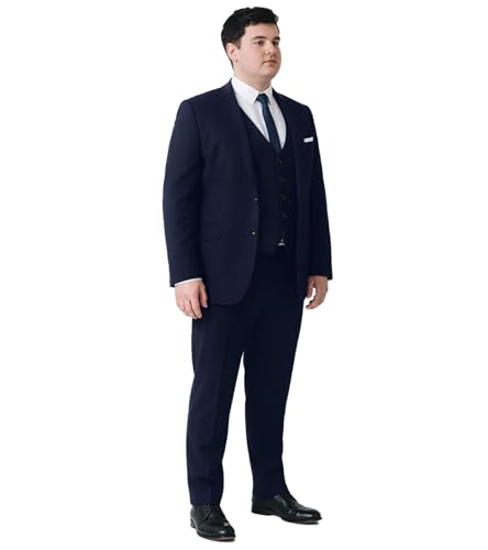 GATMSTZ Men's Big and Tall 3-Piece Navy Blue Suit Classic