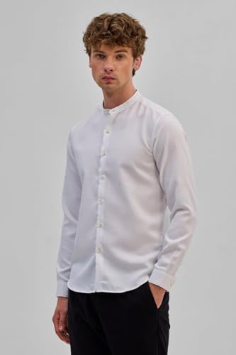 Image of SNITCH White Mandarin Slim Fit Shirt