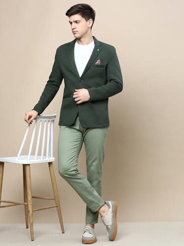 Image of SHOWOFFFF Men Solid Single Breasted Party Blazer | Notched Lapel Full Sleeves Cotton Blazer's for Mens | Slim Fit Regular Length Blazers for Men's