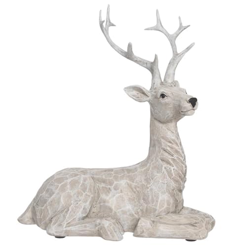 Image of Boston International Christmas Statue Tabletop Figurine Winter Holiday Decorations for Home, Small, Pinecone Sitting Deer