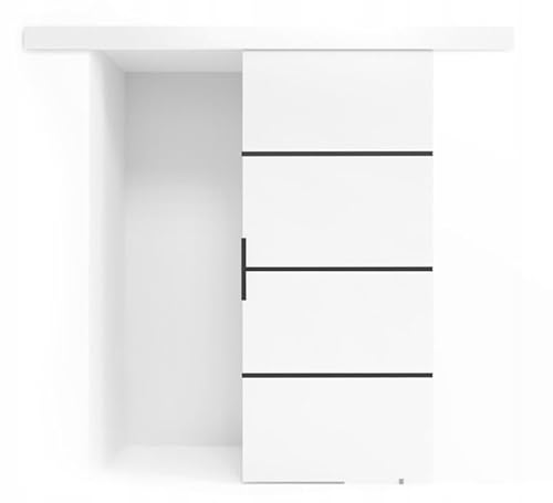 VIKK - Schiebetür Komplettset mit Tür - Schiebetüren - H 205cm, B 86cm - für Nischen, Flur, Abstellraum, Garderobe - Einseitig Bedienbar, Robustes Rollensystem - Modell: BUND - Schwarz