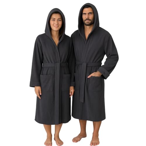 Betz Bademantel mit Kapuze aus 100% Baumwolle – Frottee Saunabademantel...