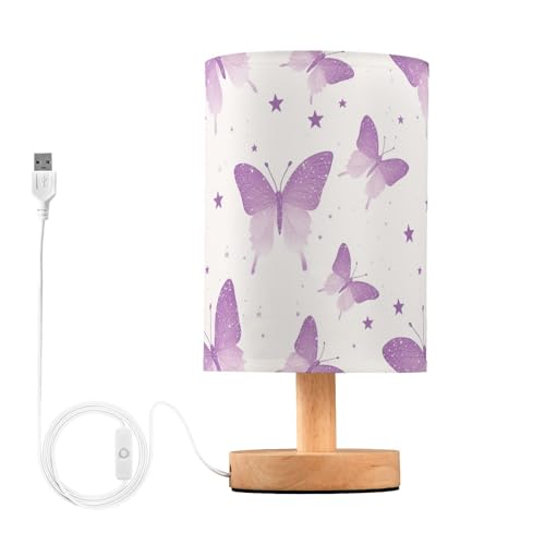 Lámpara de mesa con LED y diseño de mariposas púrpuras miniatura 1