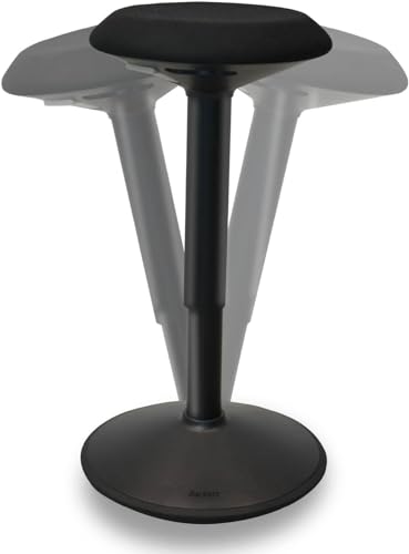 Backerz Taburete Silla Escritorio - Silla Oficina Ergonómica con Altura Regulable de 55 a 80 cm - Taburete Silla Ergonómica con Efecto Columpio Revestido con Tela Repelente al Agua, Negro Mate