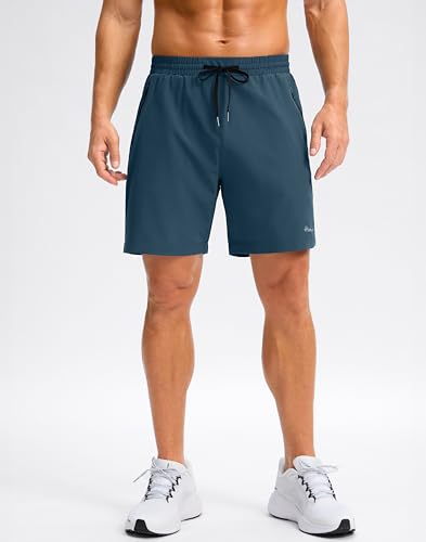 Image of Pudolla Men's Running Gym Shorts with Zipper Pockets 5 inch /7 inch / Lightweight Quick Dry Running Workout Athletic Short