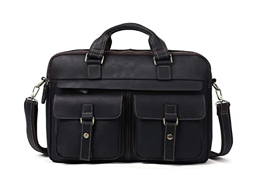 15.6inch Laptop Messenger Bag Vintage Large Leather Business Briefcase Crossbody Handbag Shoulder Bag