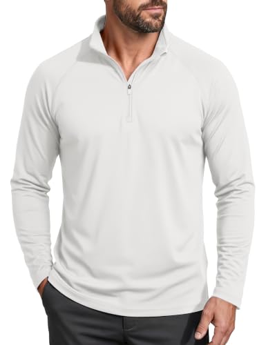 Image of MAGCOMSEN Men's Quarter Zip Pullover Long Sleeve Sweatshirts Fleece Lined Golf Pullover Thermal Gym Workout Tops