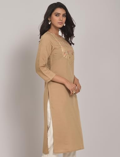 Image of Naixa Women's Viscose Rayon Embroidered Worked Straight Kurta (133)