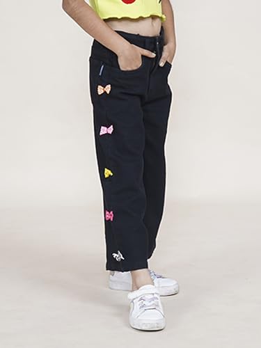 Image of KiddoPanti Girls Multiple Small Bow Detailed Jeans