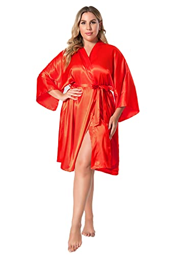 Image of EPLAZA Women Silky Satin Robe Wedding Bridal Party Bride Bridesmaid Robes Kimono Loungewear Dressing Gowns