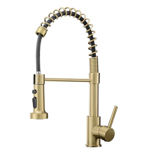 Brushed Gold Kitchen Faucet, AIMADI Kitchen Faucets with Pull Down Sprayer Single Handle One Hole...