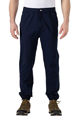TBMPOY Men's Breathable Sweatpants Workout Running Athletic Closed Bottom Pants,Navy Blue,Large
