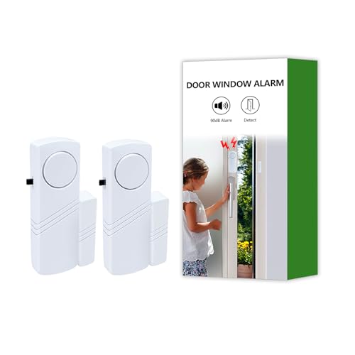 Door Window Alarm, 90dB Loud Security Sensor for Home Security, Kids & Pool Safety - for Homes, Offices, Hotels, Apartments (2 Pack)