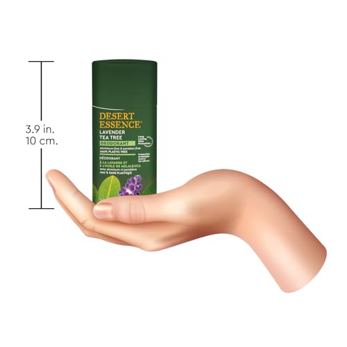 Desert Essence Eco-friendly Tea Tree Deodorant - 100% Plastic Free, Aluminum Free, & Paraben Free for Women & Men, 2.25 oz (Lavender)