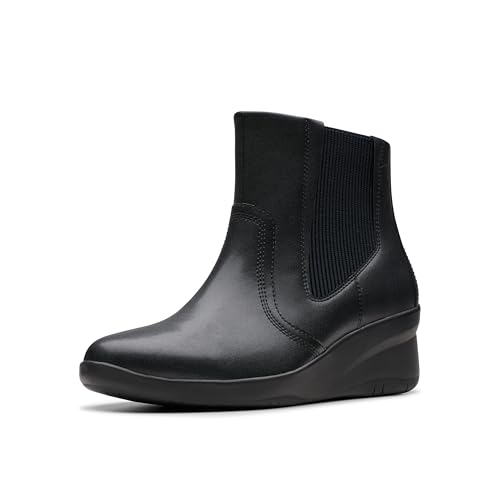 Bottines Chelsea Clarks Suttyn Rae en cuir noir noble et finitions haut de gamme