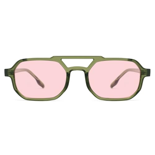 SOJOS Retro Rectangle Aviator Sunglasses for Women Men Trendy 90s Classic Square Frame Shades SJ26272