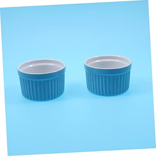 2pcs Eco-Friendly Ceramic Pet Bowls - Lightweight & Round Feeders for Hamsters, Rabbits - Ideal for Dry & Wet Food, Water - Blue Color
