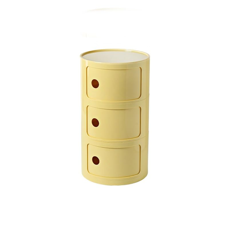 Récipient rond Slish anti-poussière : la table de chevet beige idéale pour petits espaces